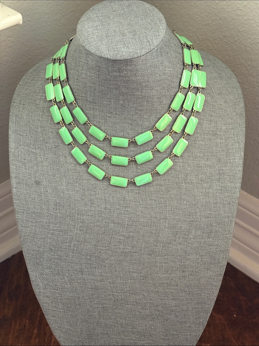 Green Multi-Strand Statement Necklace enamel in silver